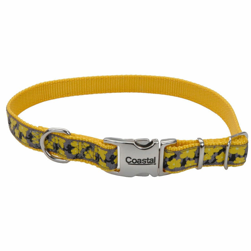 Coastal Pet - Ribbon - Adjustable Dog Collar with Metal Buckle, Yellow Buttercup, 5/8" x 12"-18" 5/8" x 12"-18" (Pack of 1) - PawsPlanet Australia