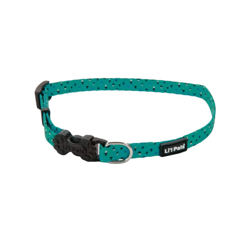 Coastal Pet - Li’l Pals Adjustable Dog Collar - Teal and Grey Diamonds - 3/8” x 6"-8” 3/8" x 06"-08" (Pack of 1)