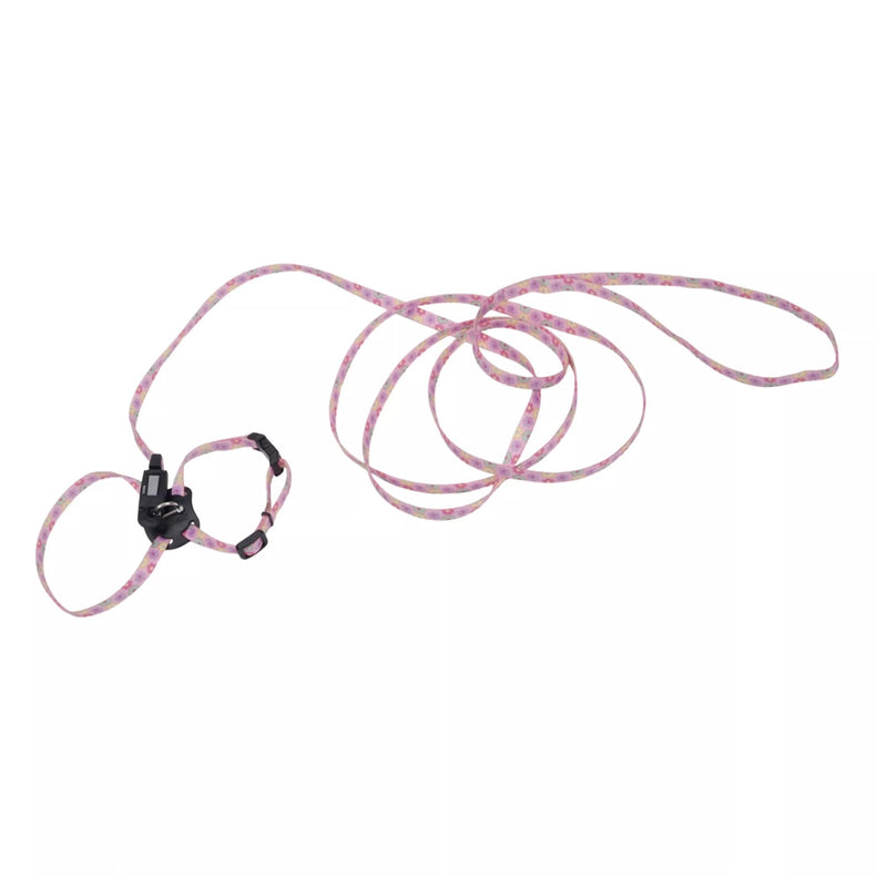 Coastal - Li’l Pals Adjustable Kitten Harness and Leash Combo - Pink and Purple Daisy Multi-Color - 3/8” x 6"-10” - PawsPlanet Australia