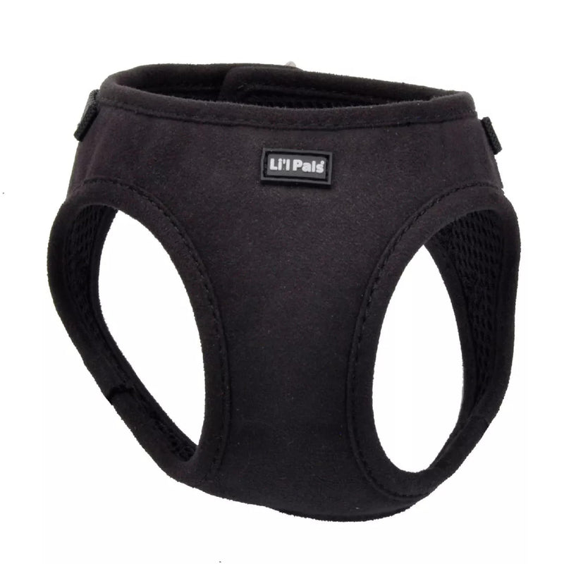 Coastal - Li’l Pals Microfiber Dog Harness - Adjustable, Comfortable Design for Small Dogs - Black - 3/8” x 8"-10" - PawsPlanet Australia