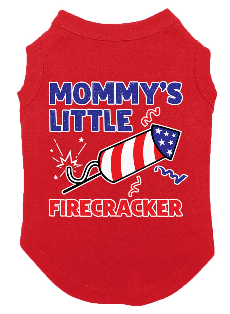 Mommy's Little Firecracker - USA Independence Day 4th of July Dog Shirt (Red, X-Small) Red - PawsPlanet Australia