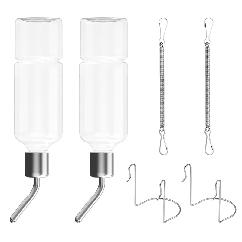 TEHAUX Parrot Water Feeder Pet Hanging Water Feeding Bottle No Drip Dispenser Pet Supplies with Stainless Steel Ball Nipple for Rabbits Guinea Pigs Hamsters Chinchillas 2pcs - PawsPlanet Australia