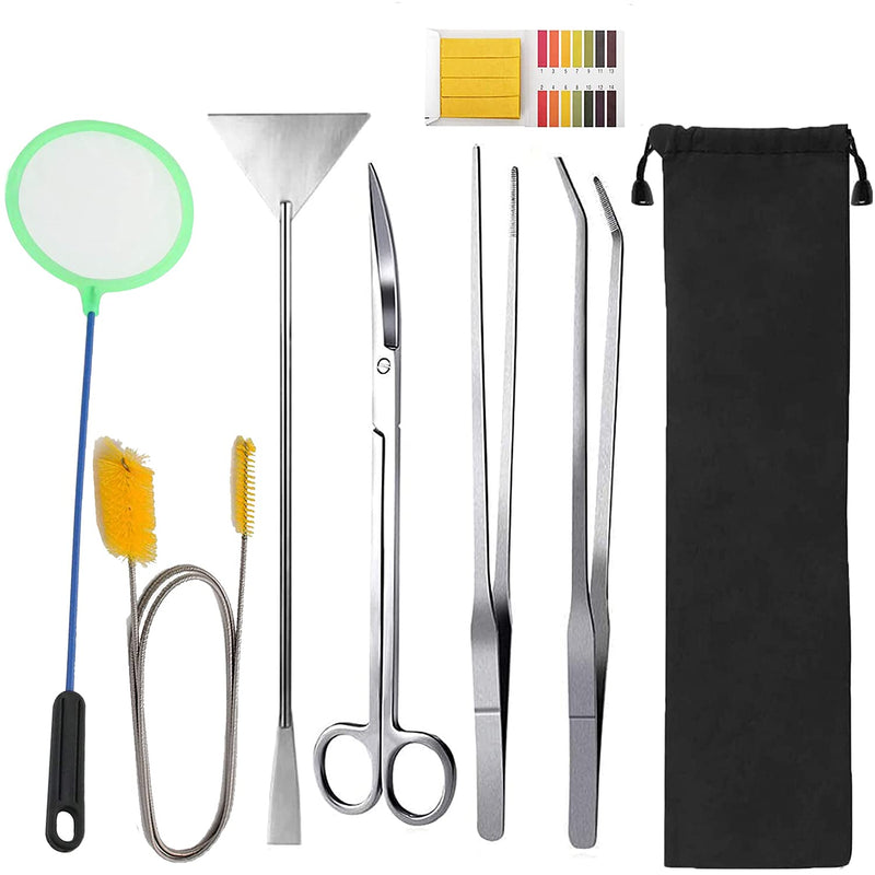 7 in 1 Aquarium Aquascaping Tools Kits,Stainless Steel Aquarium Plant Tools Tweezers Scissors Scrapers for Aquarium Tank Clean Fish Tank Aquascape Tools Sets 7in1 12inch - PawsPlanet Australia