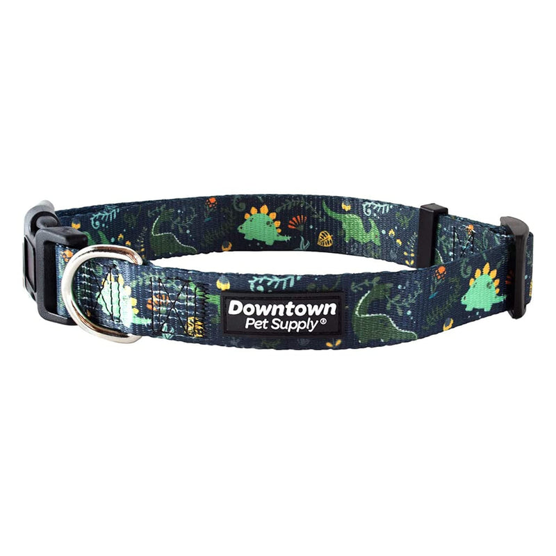 Downtown Pet Supply - Best & Fancy Adjustable Dog Collar with Quick Buckle & D-Ring - Hand Wash Safe - Dino - M - Medium Medium: 10"-17"