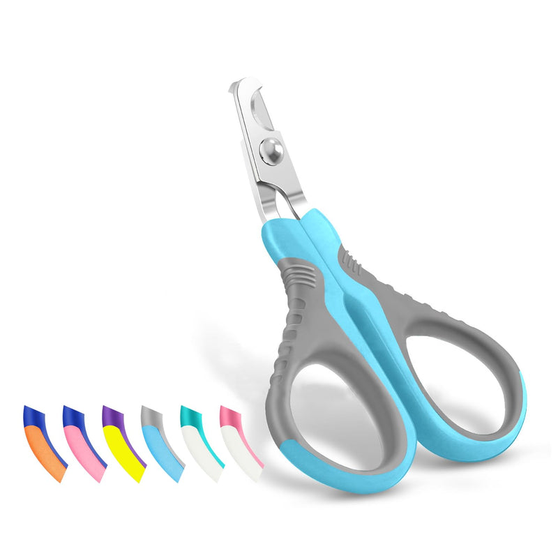 WePet Pet Nail Clippers U07.1, Professional Claw Trimmer, Bended Scissor Special for Cats, Kittens, Dogs, Puppies, Small Animals, Grey/Maya Blue #13 Grey/Maya Blue - PawsPlanet Australia