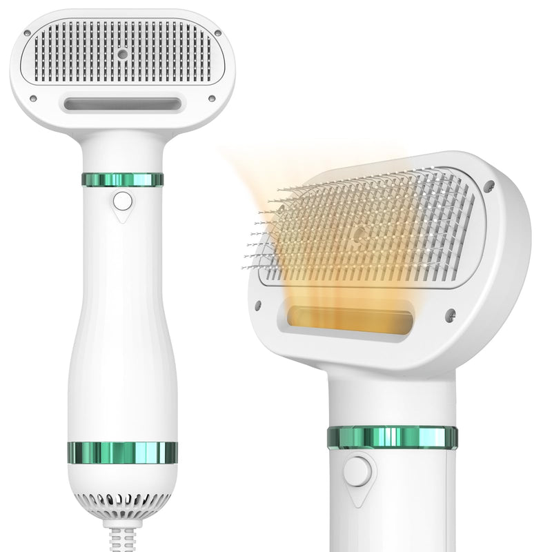 Pet Hair Dryer for Small-Sized Dogs and Cats | 2-in-1 Dog Hair Dryer with Self Cleaning Slicker Brush | Dog Blow Dryer | 300 Watts, Overheat Protection, Portable, Adjustable Temperature - PawsPlanet Australia