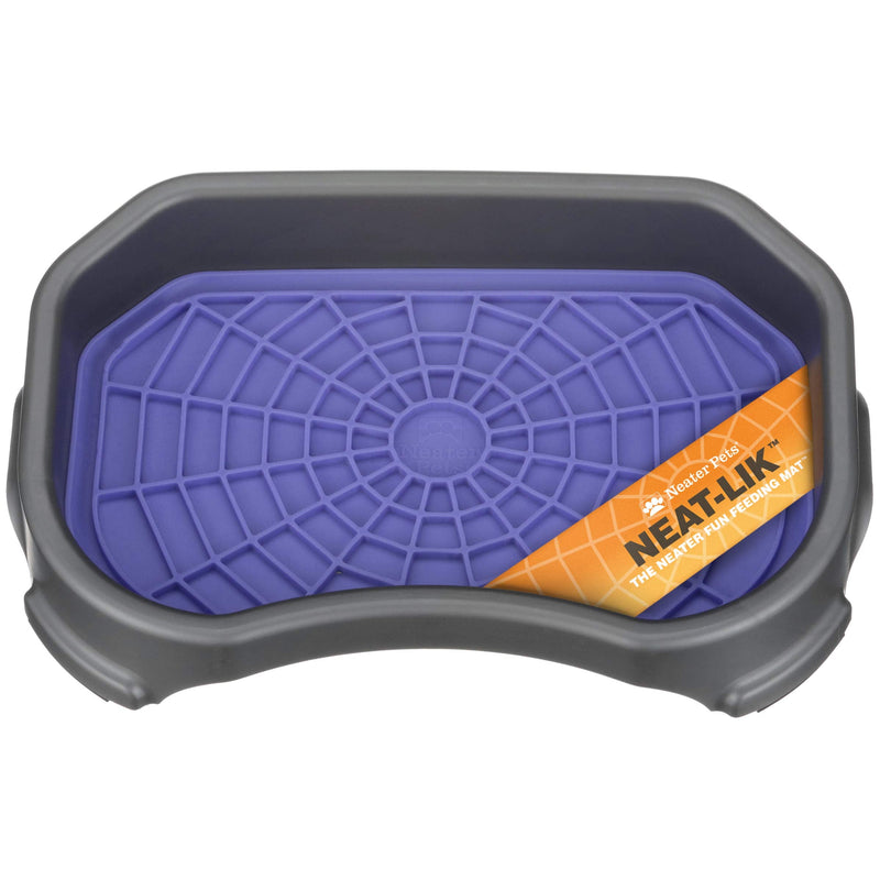 Neater Pet Brands - Pets - Neat-LIK with Mess-Proof Tray Keeps Floors Clean Purple Mat w/ Gunmetal Tray - PawsPlanet Australia