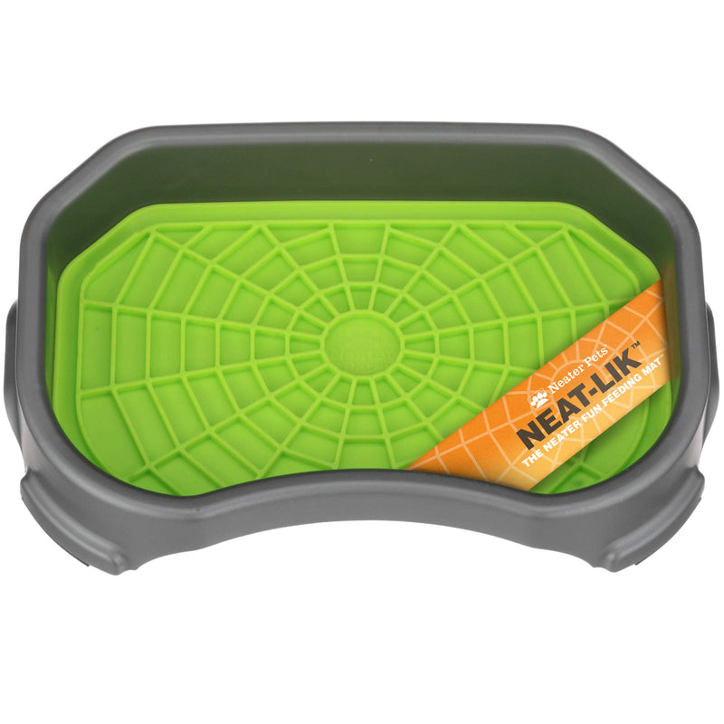 Neater Pet Brands - Pets - Neat-LIK Pad with Mess-Proof Tray Keeps Floors Clean Green Mat w/ Gunmetal Tray - PawsPlanet Australia