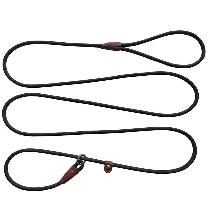 BTINESFUL 7ft Slip Lead Dog Leash, Strong Nylon Rope Leash, 1/4 & 1/2 inch Diam Dog Training Lead for Small Medium Large Dogs (1/4" * 7 FT, Black) 1/4" * 7 FT - PawsPlanet Australia