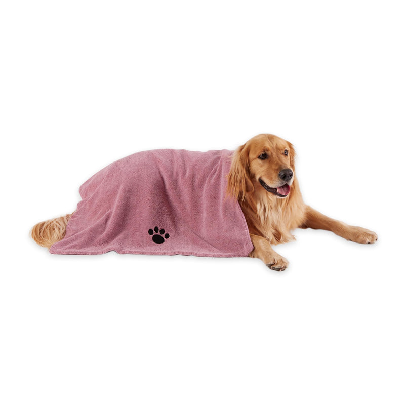 Bone Dry Pet Grooming Towel Collection Absorbent Microfiber X-Large, 41x23.5", Embroidered Rose - PawsPlanet Australia
