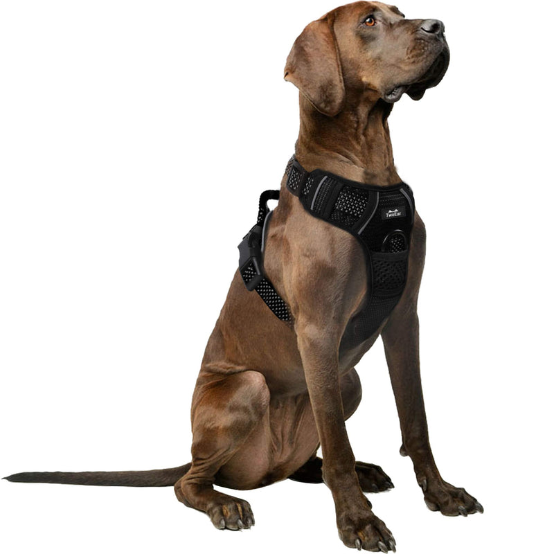TwoEar Dog Harness, No Pull Reflective Harness Front Clip Easy Control Handle Adjustable Soft Padded Pet Vest for Puppy Small Medium Large Dogs Breed Pet(Extra Large,Black) X-Large(Neck:17.3"-28",Chest:23.5"-36") Black - PawsPlanet Australia