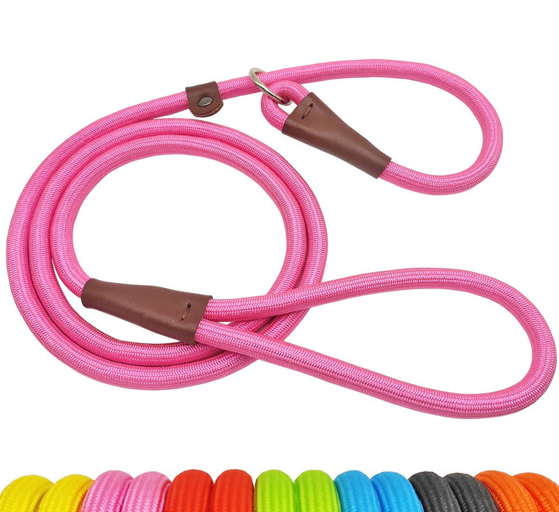 5 FT Slip Lead Dog Leash, Heavy Duty 1/2” Strong Nylon, Solid 7 Colors Training Leash, No Pull Dog Lead Great for Medium and Large Breeds (Pink) 1/2" x 5ft pink - PawsPlanet Australia