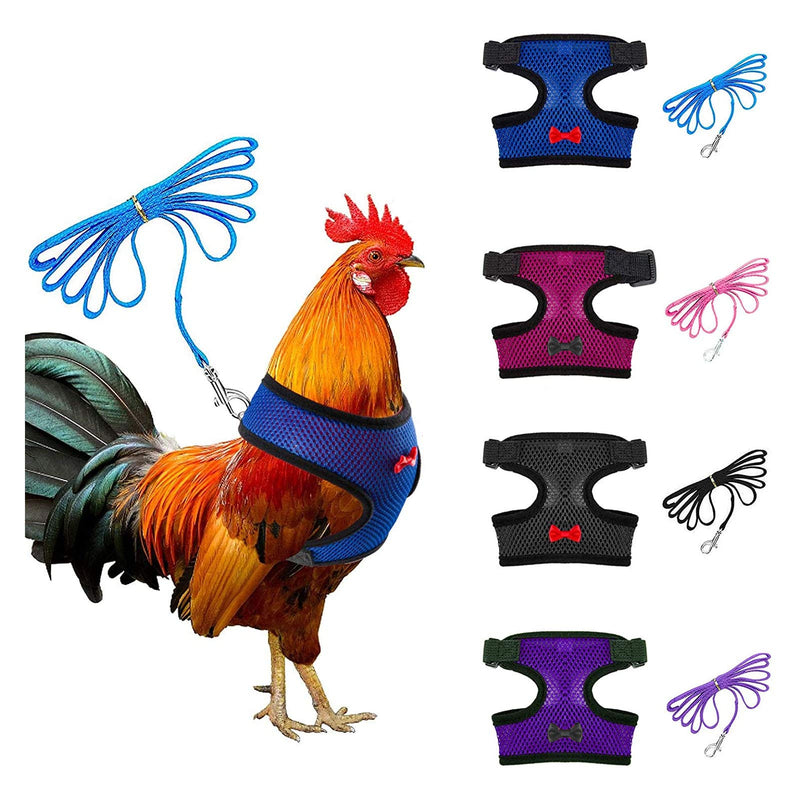 Adjustable Chicken Harness with Leash- Comfortable Hen Vest Breathable Mesh Chicken Training Harness and Leash for 2.5-3.6 Lb Duck Goose Hen Small Pets 4 Pcs - PawsPlanet Australia