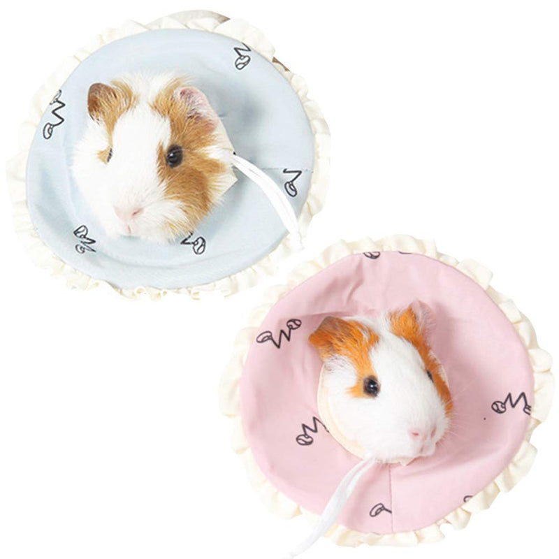 La La Pet® 2Pcs Recovery Pet Collar for Ferret Hamster Recovery Cone E-Collar Rabbit Protection Cone Guinea Pig Neck Recovery Elizabeth Collar Adjustable for Small Animal Squirrel Chinchilla, S Pink + Blue - PawsPlanet Australia