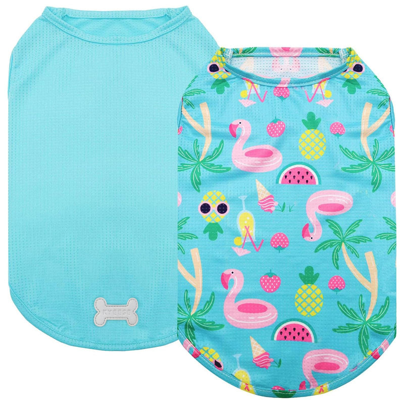 KYEESE 2Pack Dog Shirt, Lightweight Sun Protection Dog T Shirts for Small Dogs Boy Girl, Breathable Mesh Tank Top Sleeveless Pet Reflective Vest, Soft Summer Dogs Clothes, Flamingo+Blue, M Medium (7-13lbs) 1# 2Pack (Flamingo+blue) - PawsPlanet Australia