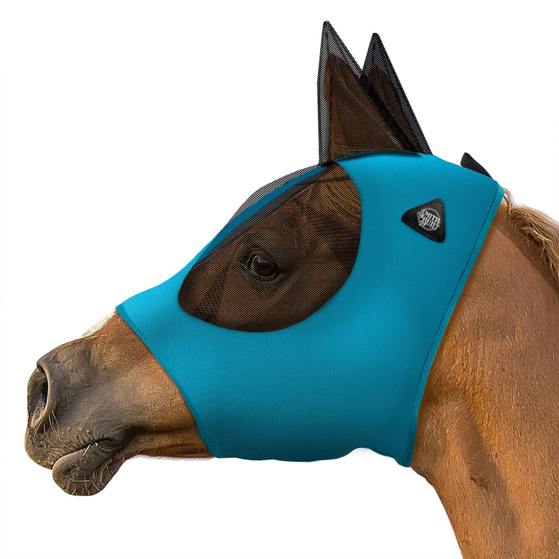 SmithBuilt Horse Fly Mask (Teal, Cob) - Mesh Eyes and Ears, Breathable Fabric, UV Protection Teal - PawsPlanet Australia