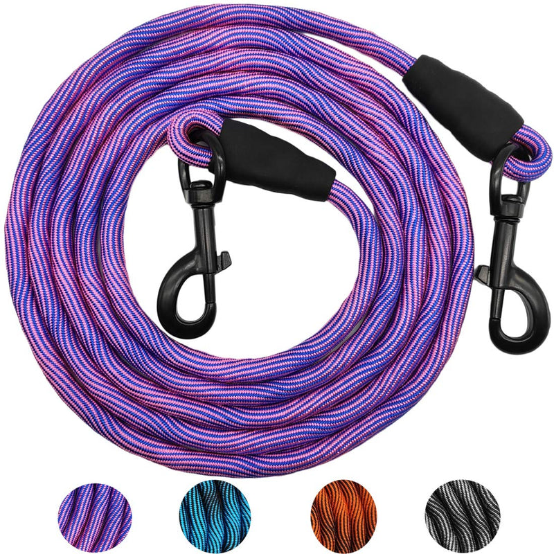 MayPaw 8FT/10FT Dog Tie Out/Check Cord, Heavy Duty Nylon Rope Training Leash, 3/8-Inch Thick Dog Tether for Strong Small Medium Large Dogs Indoor or Outdoor Walking, Camping, Hiking, Playing 3/8 in x 10ft pink blue - PawsPlanet Australia