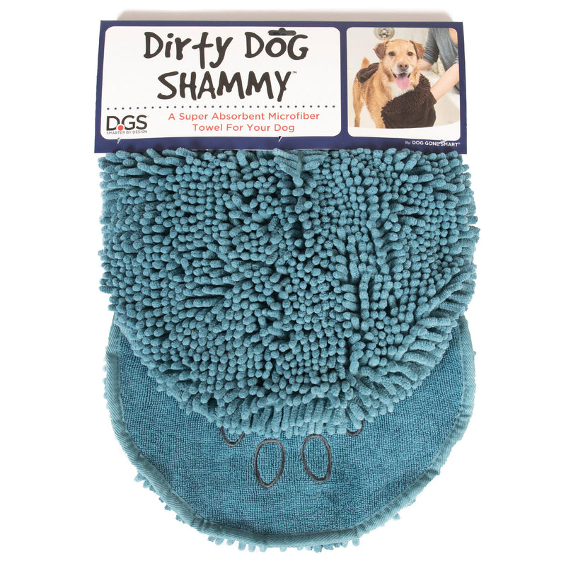 Dog Gone Smart The Dirty Dog Shammy - Fast Drying Dog Bath Towel - Plush Shammy Towel for Dog with Dual Hand Pockets and Elastic - Super Absorbent Microfiber and Machine Washable - Pacific Blue - PawsPlanet Australia