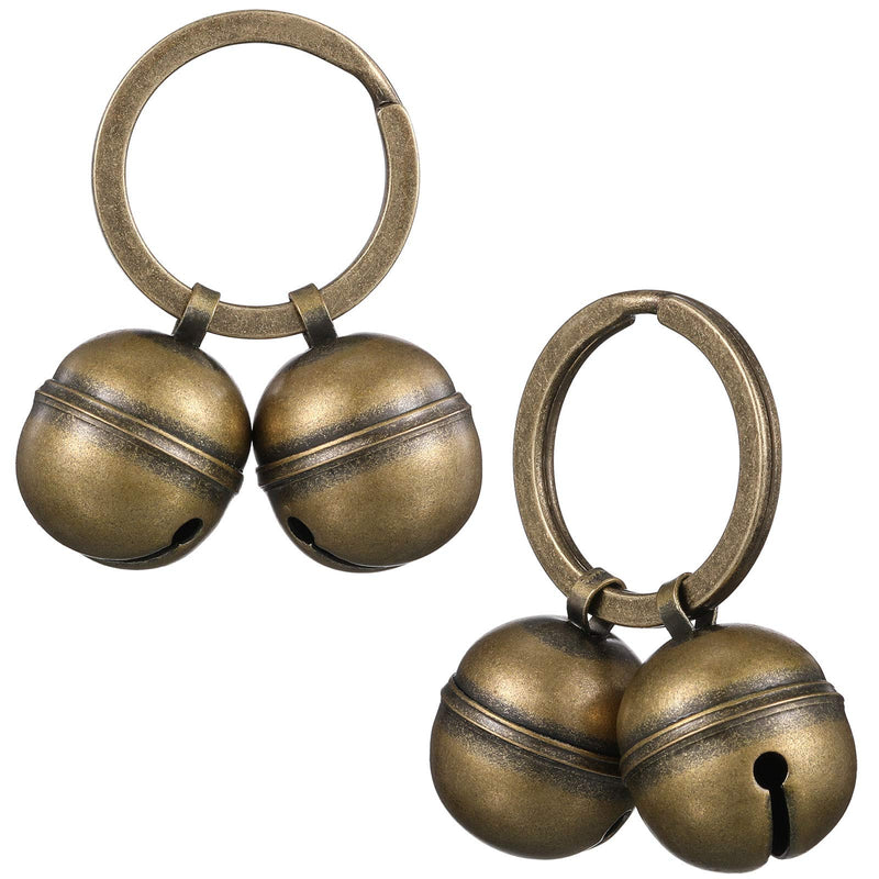 2 Strings in 4 Pieces Dog Bells Cat Bells for Collar Loud Brass Pet Bells with Key Rings Pet Pendant Accessories Pet Tracker for Training - PawsPlanet Australia