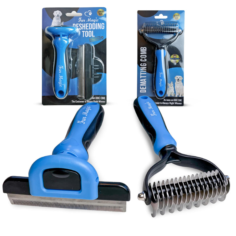 Large Deshedding Tool & Dematting Comb – Grooming Brushes for Dogs, Cats, Horses – Reduce Shedding and Remove Knots, Mats and Loose Undercoat Large - PawsPlanet Australia