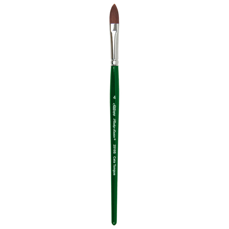 Silver Brush Limited 2510S4 Ruby Satin Cats Tongue Brush for Fluid and Flow Acrylics, Size 4, Short Handle Size - 4 - PawsPlanet Australia