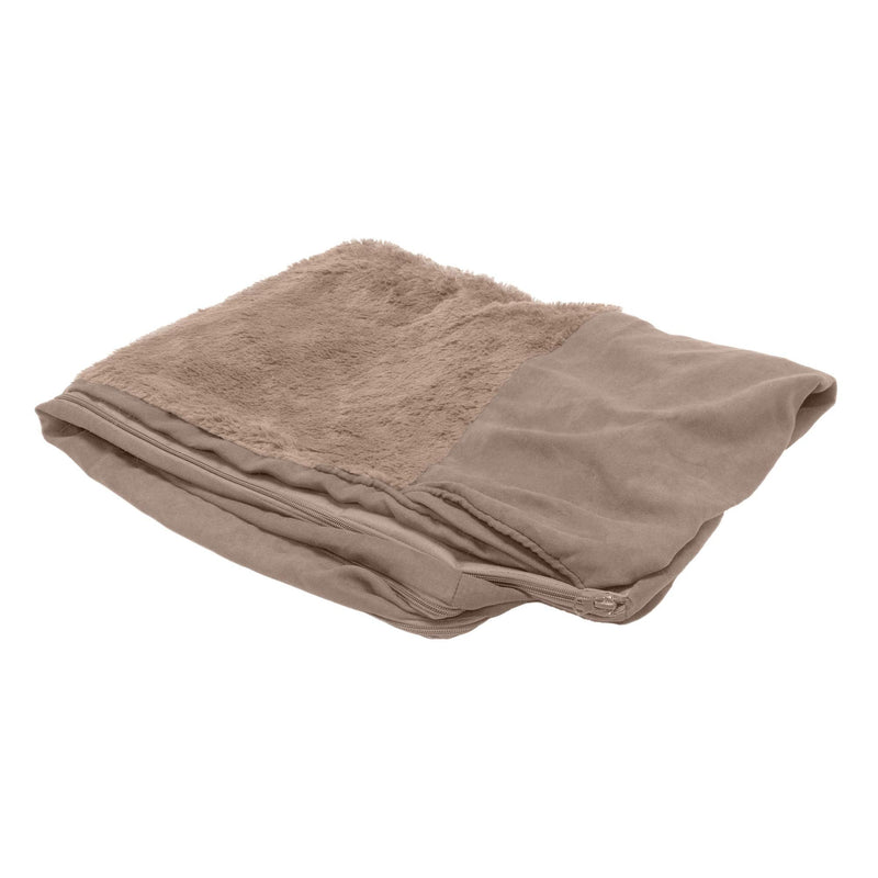 Furhaven Replacement Dog Bed Cover Plush & Suede Sofa-Style, Machine Washable - Almondine, Jumbo Plus (XX-Large) Cover Only 53" x 40" x 0.25" (Plush & Suede) Almondine - PawsPlanet Australia