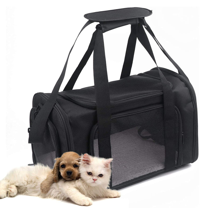 Petbuy Pet Carrier Bag for Dog Cat,Portable Pet Bag Folding Fabric Pet Travel Carrier Pet Cage for Small Dog, Collapsible Puppy Messenger Pet Bags Airline Approved，Breathable & Durable Medium Black - PawsPlanet Australia