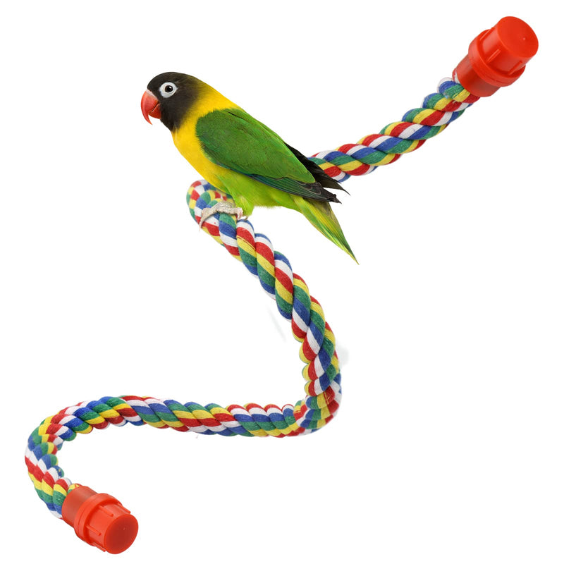 Bird Rope Perches for Parrots, Cockatiels, Parakeets, Budgie Cages Comfy Birds Colorful Rope Toy (31.5inch Plastic nut) 31.5inch plastic nut - PawsPlanet Australia
