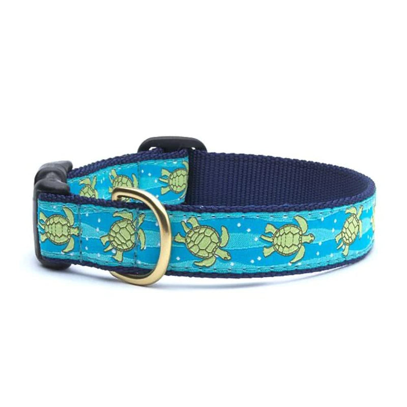 Up Country Sea Turtle Pattern Dog Collars and Leashes (Sea Turtle Dog Collar, Medium (12 to 18 Inches) 5/8 Inch Narrow Width) Sea Turtle Dog Collar