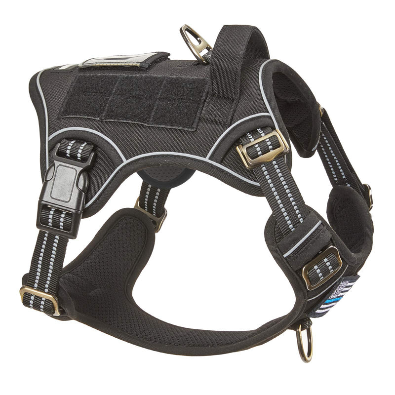 BUMBIN Tactical Dog Harness for Small Dogs No Pull, Famous TIK Tok No Pull Puppy Harness, Fit Smart Reflective Pet Walking Harness for Training, Adjustable Dog Vest Harness with Handle Black S S(Neck:13-16", Chest:15-23") - PawsPlanet Australia