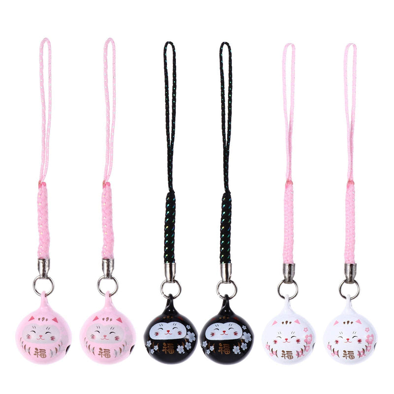 LUOZZY 6 Pcs Lucky Cat Pendant Charm Japanese Beckoning Cat Phone Charm Wealth Health Maneki Neko Fengshui Fortune Lucky Cat Charm for Phone Backpack - PawsPlanet Australia