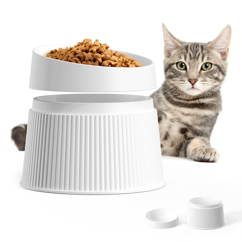 uahpet Elevated Cat Food Bowl, Super Widen Raised Cat Food Dishes for Protecting Spine, Reliefing Whisker Fatigue, Anti-Vomiting Tilted Pet Feeding Bowls