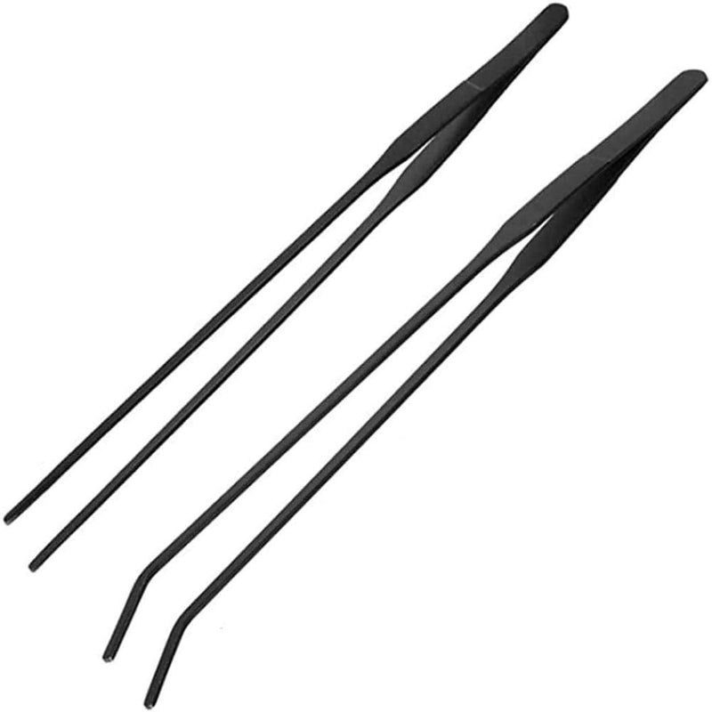 MRTIOO Reptile Stainless Steel Long Tweezers Feeding Tongs, Lizards Snake Gecko and Tarantula Supplies, Aquarium Fish Tank Tools - Black 2Pcs - PawsPlanet Australia