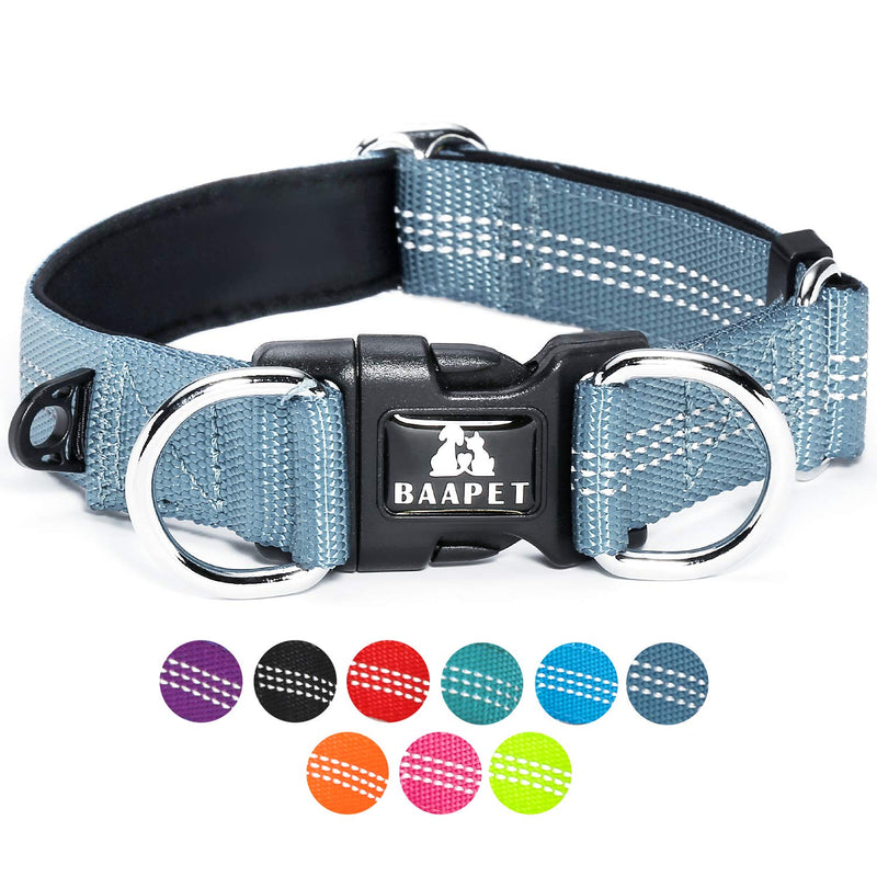 BAAPET Comfortable Dog Collar with Double Security Dual D-Ring and ID Tag Hanger for Small Puppy, Medium and Large Dogs (XS - 3/4" x (9"-13"), Grey) XS - 3/4" x (9"-13") - PawsPlanet Australia