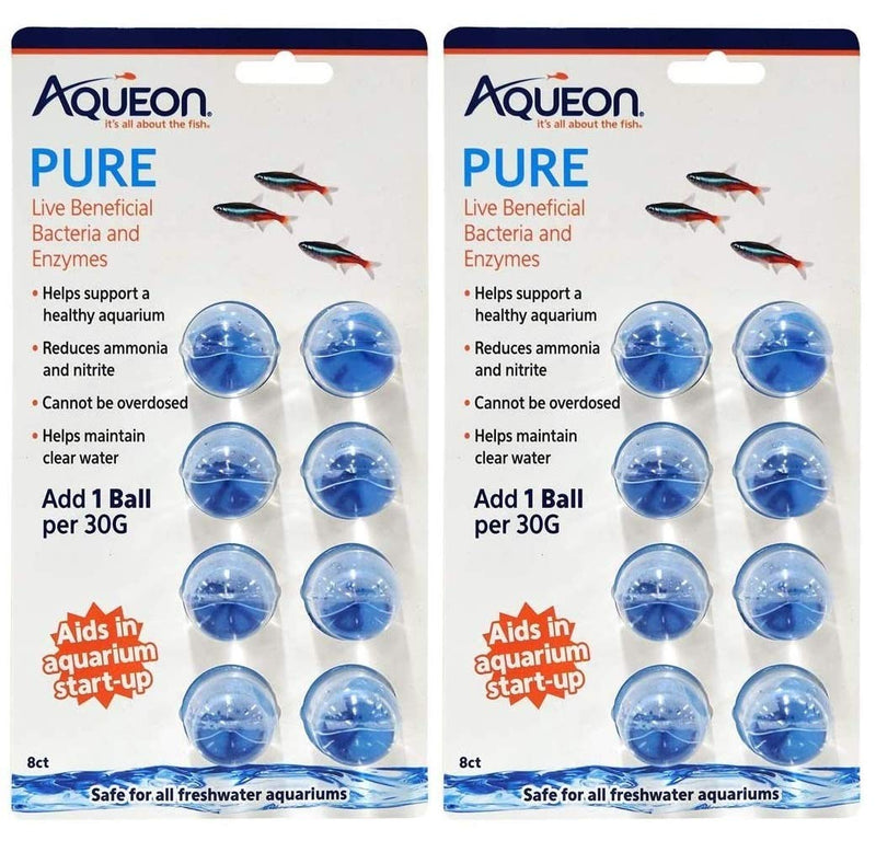 Aqueon 2 Pack of Pure Live Beneficial Bacteria and Enzymes, 8 Count Each, for 30 Gallon Aquariums - PawsPlanet Australia