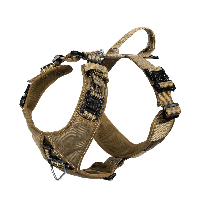 ICEFANG Dog Strap Harness with 4 x Metal Buckles,for Large Sized Dog,K9 Vest,Y-Shape Chest,Adjustable Pet Harness,No-Pull Front Leash Clip (Large (Pack of 1), Brown) Large (Pack of 1) - PawsPlanet Australia