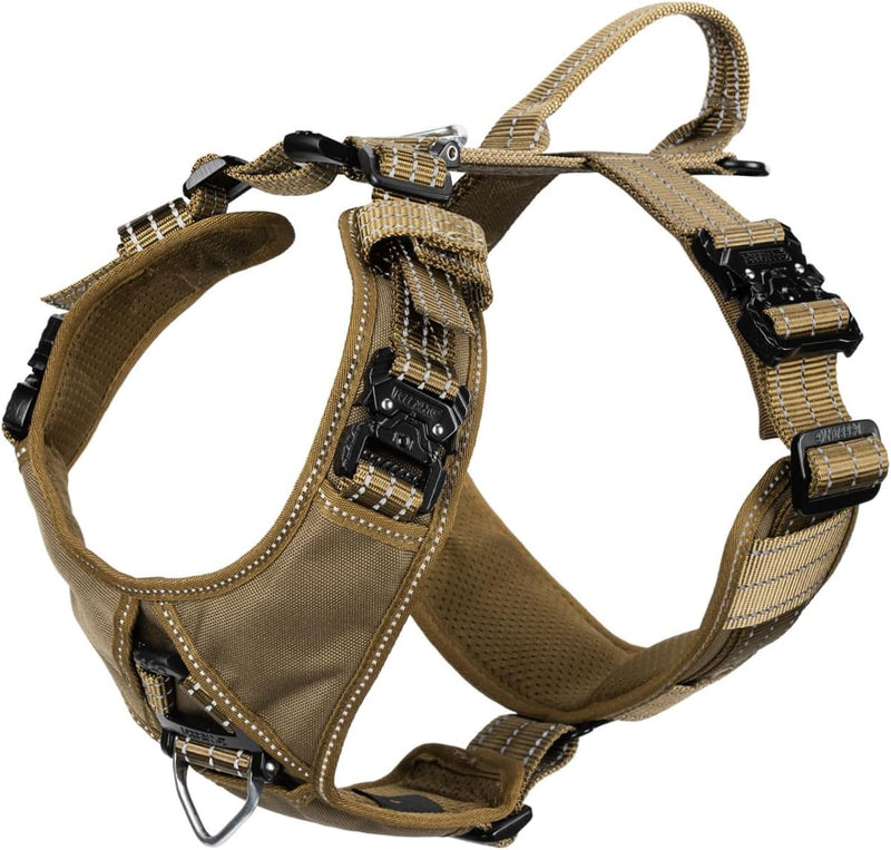 Dog Strap Harness with 4 x Metal Buckles,for X-Large Sized Dog X-Large Brown - PawsPlanet Australia