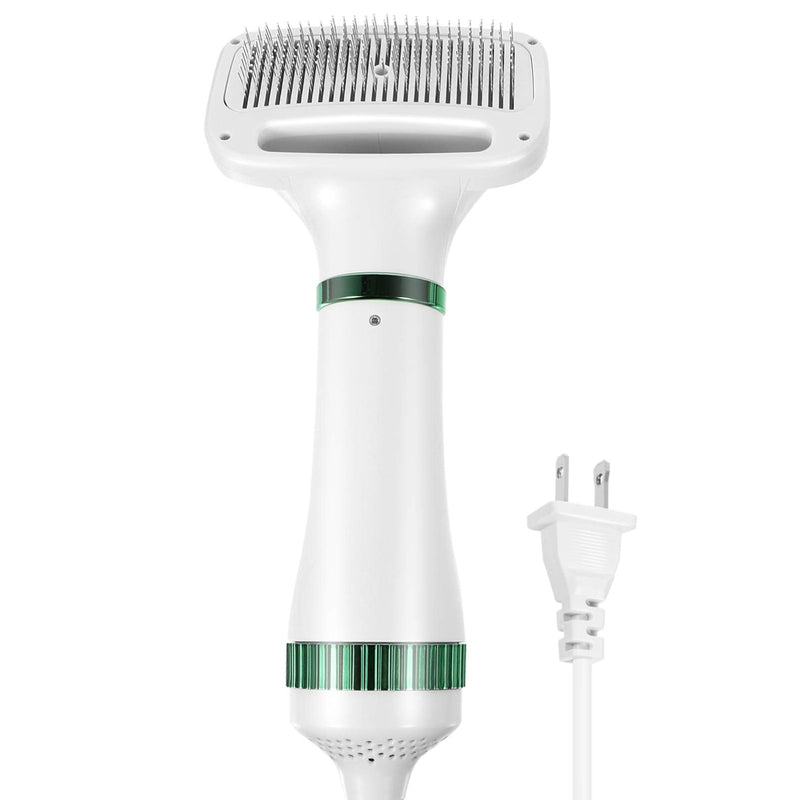 2 in 1 Dog Hair Dryer Comb Pet Hair Dryer Portable Dog Dryer with Slicker Brush Professional Home Grooming Furry Drying Blower for Small Large Cat Dog White - PawsPlanet Australia