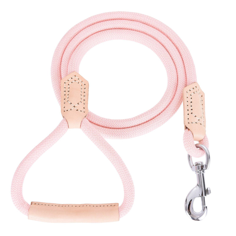 Mile High Life | Premium Leather Dog Leash | Strong Rope Leash | Leather Handle | Zinc Alloy Strong Clasp | Small Medium Large Dogs | 4/5/6 Feet(Pink, 48 Inch (Pack of 1)) 48 Inch-1/2" Leather handle-Pink - PawsPlanet Australia