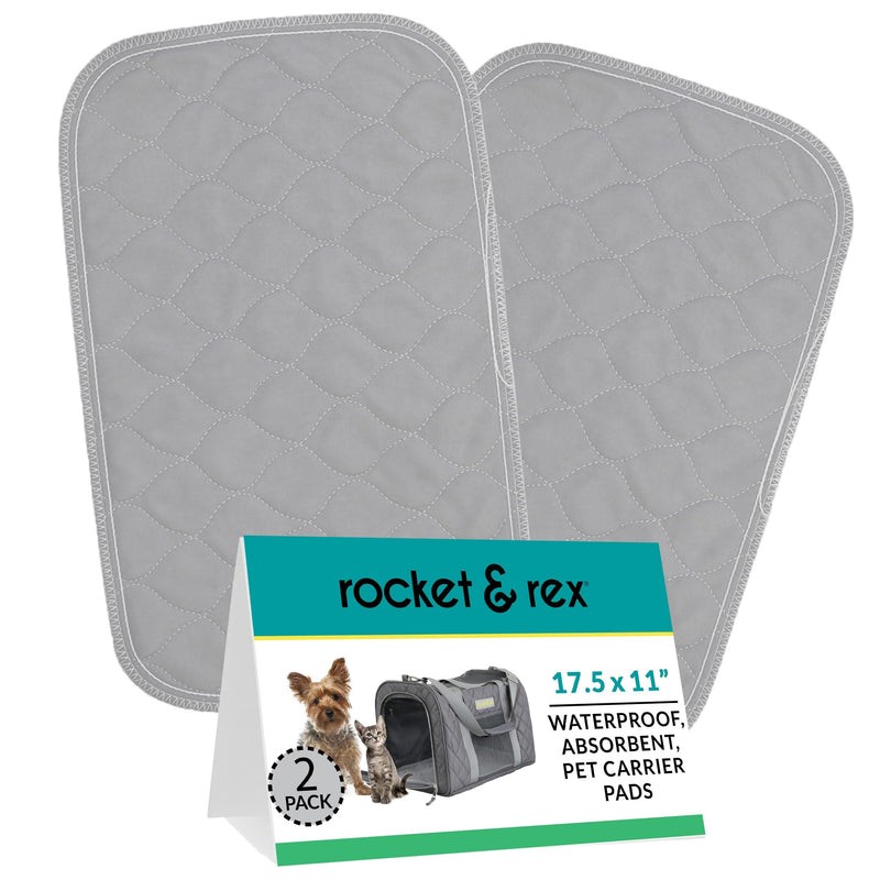 rocket & rex Premium Washable Pet Carrier Pads, Reusable, Waterproof & Absorbent, Dog and Cat Pads for Lining Travel Carriers, Litter Boxes, Pet Crates & More, 17.5" x 11" (Pack of 2) XS (17.5 x 11") 2-Pack - PawsPlanet Australia
