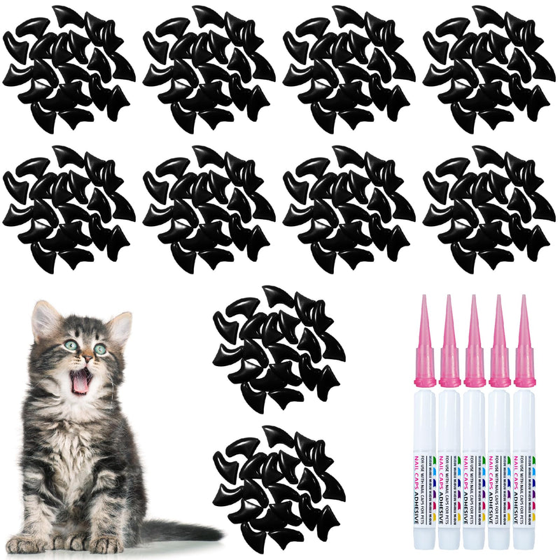 100 pcs Cat Nail Caps | Cat Claw Covers with Adhesives and Applicators | Black (M) Medium - PawsPlanet Australia