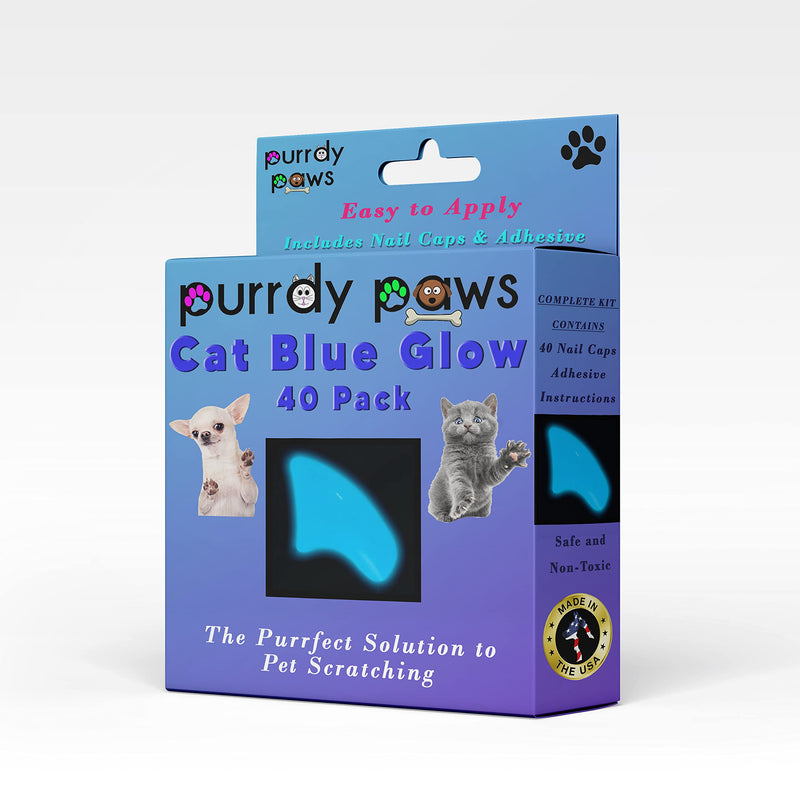40 Pack Soft Nail Caps for Cat Claws Blue Glow in The Dark Small - PawsPlanet Australia