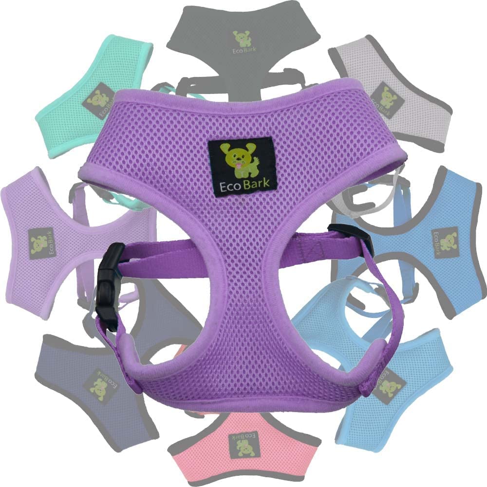 EcoBark Dog Harness Soft Gentle No Pull No Choke Dog Harnesses Double Padded Halter Ultra Cushion Walking Breathable Mesh Dog Vest for Puppies XS Small Medium Large XL Lavender Purple 3. Medium-10 to 17 lbs - Neck Up to 12.5 in