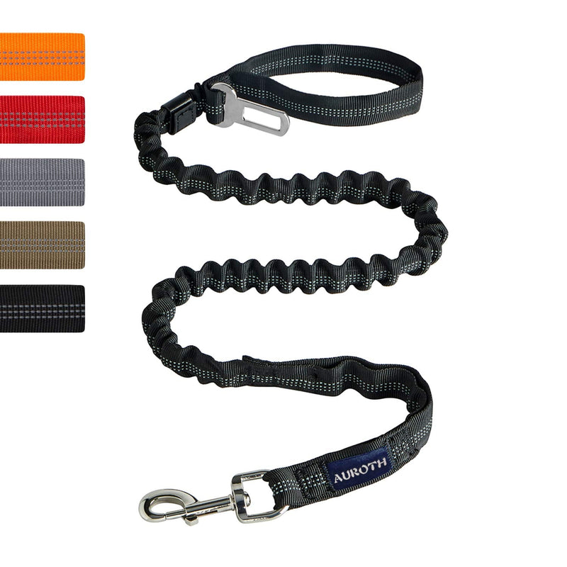 AUROTH Dog Leash, Heavy Duty Dog Leash Bungee, No Pull Dog Leash for Shock Absorption, Black Dog Training Leashes for Medium Large Breed Dogs 6FT, 2 Padded Handles MAX: 6 FT - PawsPlanet Australia