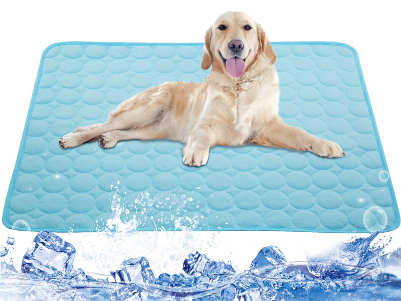 Mannice Dog Cooling Mat, Pet Cooling Mat for Dogs Cooling Blanket for Dogs Dog Cooling Pad for Kennels, Crates, Cars, Indoor & Outdoor Ice Silk Cooling Mat for Extra Large Dogs (Blue, XL(40 * 28")) Blue XL(40*28") - PawsPlanet Australia