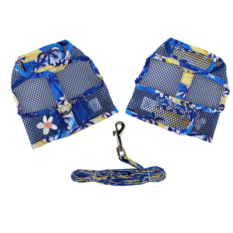 Cool Mesh Dog Harness with Leash - Catching Waves (X-Small) X-Small - PawsPlanet Australia