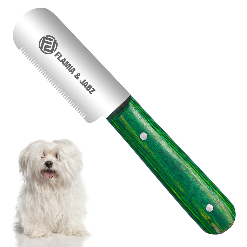 FJ Professional Stripping Knife, Right handed, 3 inch blade (Stainless Steel) (Fine, Green) Fine - PawsPlanet Australia