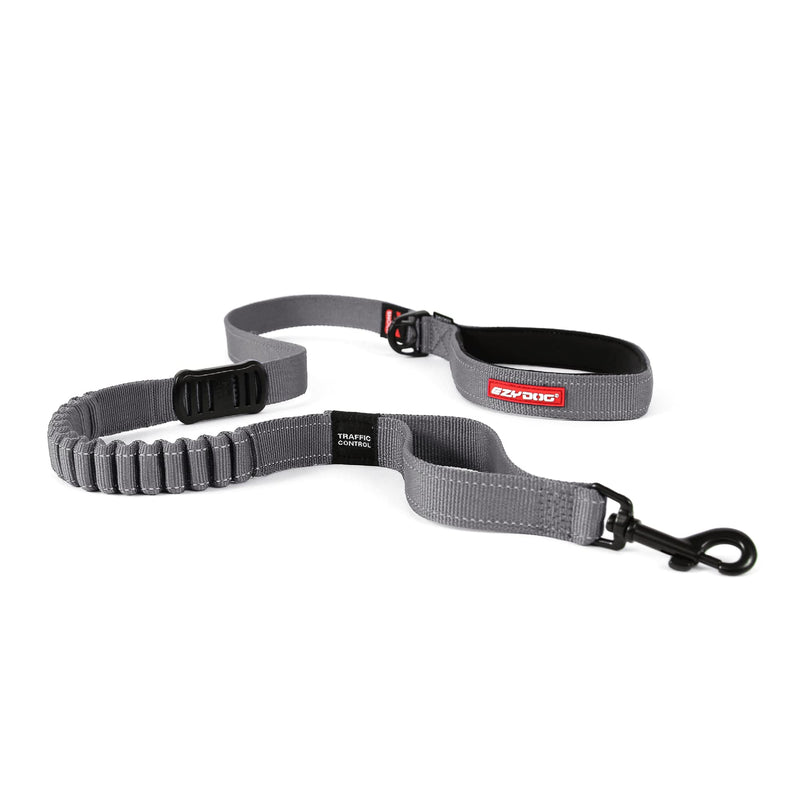 EzyDog Zero Shock Leash - Shock Absorbing Bungee Dog Leash & Training Lead - Double Handle Reflective Leash for Traffic Control - for Walking, Jogging and Running (48-Inch, Gray) 48-Inch - PawsPlanet Australia