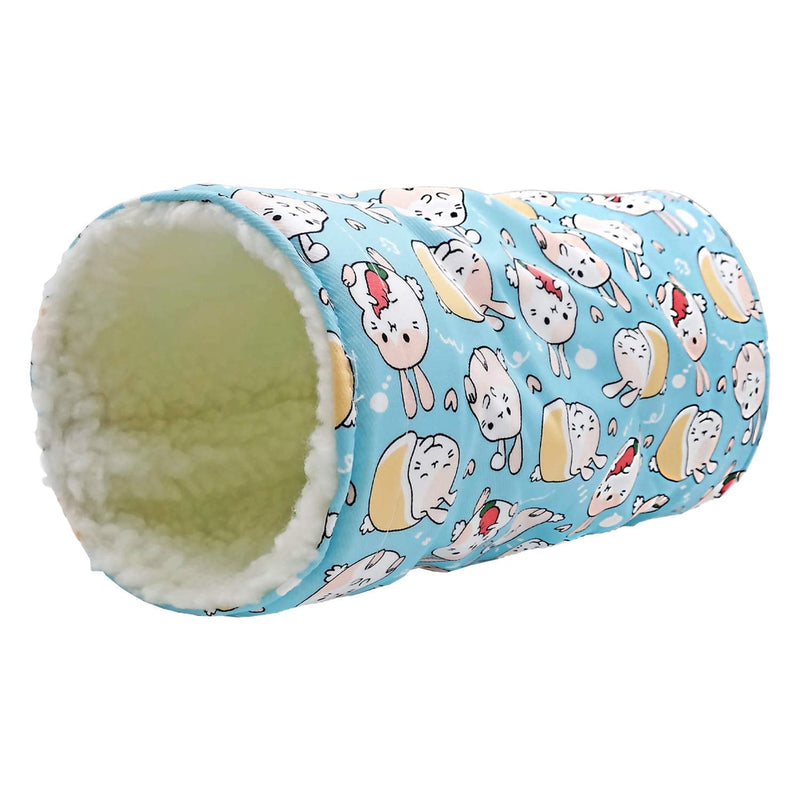 Fleece Small Animal Tunnel Collapsible Pet Play Toy Tunnel Tube for Dwarf Rabbit Hamster Guinea Pig Toys Chinchilla Sugar Glider Hedgehog Hideout Cave Blue - PawsPlanet Australia