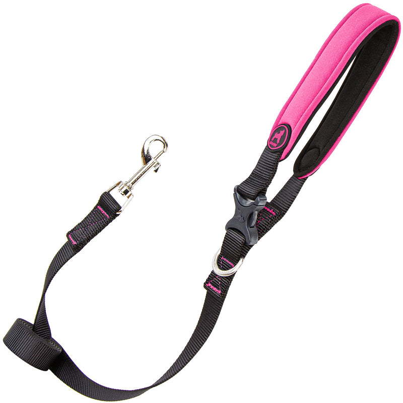 Gooby Escape Free Sport Leash - 4FT/6FT - Neoprene Dog Leash with Hands Free Option - Comfortable On The Go Leash for Small, Medium and Large Dogs Pink 4 Feet - PawsPlanet Australia
